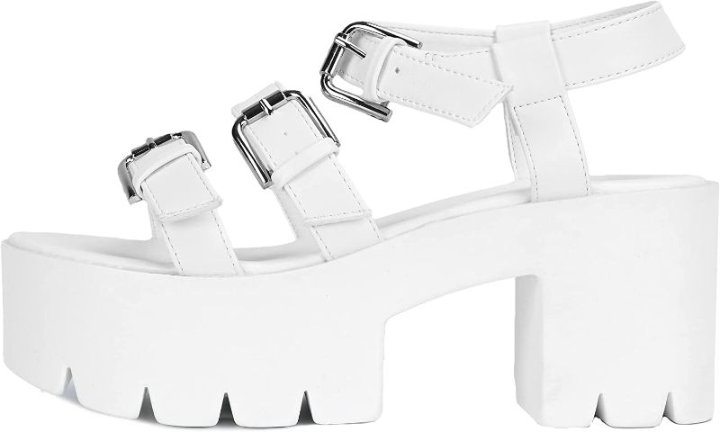 Photo 1 of KEIIYJ Women's Platform Multi Buckle Ankle Strap Chunky Block Heel Sandals(JAFFA30) SIZE 6