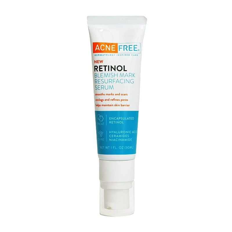 Photo 1 of AcneFree Retinol Blemish Mark Resurfacing Serum,with Hyaluronic Acid to Reduce Marks and Scars, Unclogs Pores, Protects Skin Barrier, 1 Ounce
