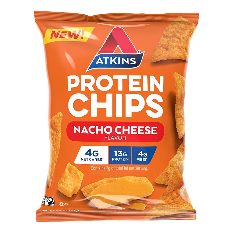 Photo 1 of Atkins Protein Chips, Nacho Cheese, Keto Friendly, Baked Not Fried, 1.1 Ounce (Pack of 12) FRESHEST BY 11/4/2022
