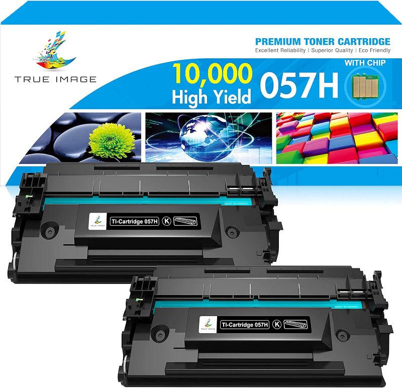Photo 1 of TRUE IMAGE Compatible Toner Cartridge Replacement for Canon 057H 057 CRG-057H Work with ImageCLASS MF445dw LBP226dw MF448dw LBP227dw LBP228dw MF449dw MF445 Laser Printer Ink (Black, 2-Pack) -- FACTORY SEALED 
