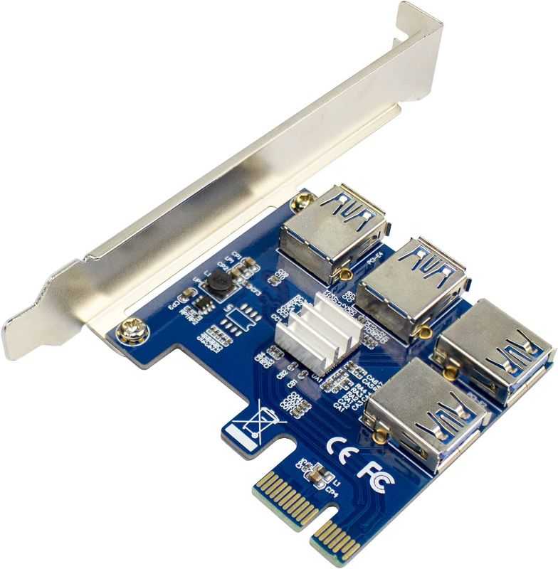 Photo 1 of LXun Latest 4 in 1 PCI-E Riser Adapter Board 1 to 4 PCI-E 1X Express USB3.0 PCI-E Rabbet Ethereum Mining ETH (4 in 1)
