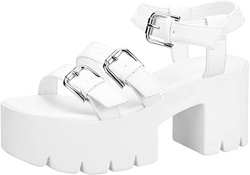 Photo 1 of READYSALTED Women's Cleated Chunky Platform Sandals in Open Toe Ankle Strap Block Heel(JAFFA) SIZE 7
