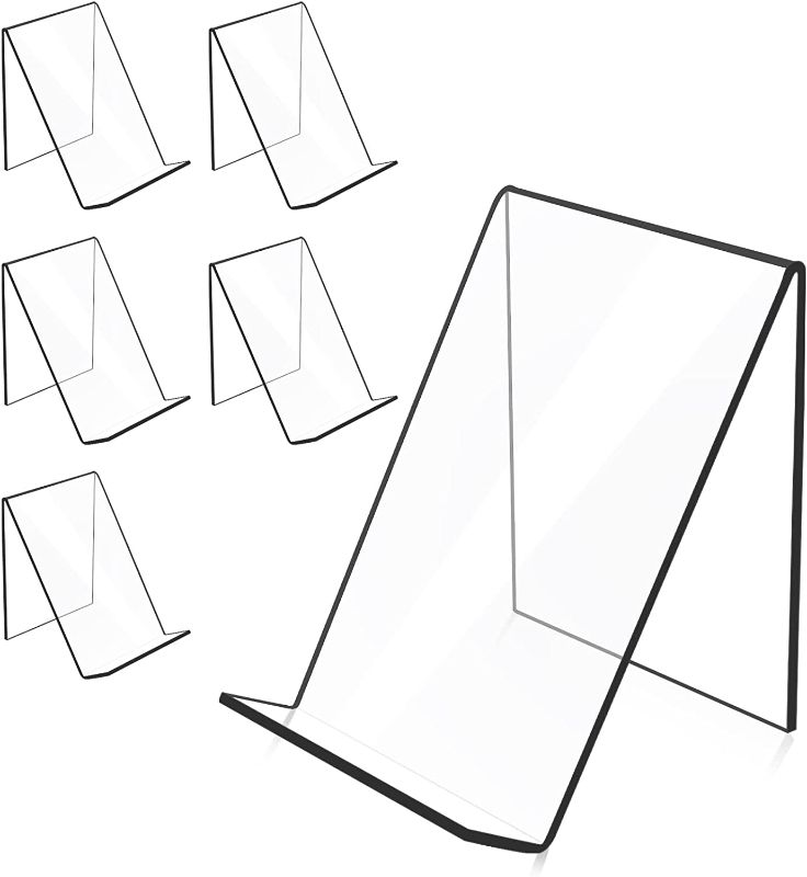 Photo 1 of NASAGU Acrylic Book Stand 6PCS Clear Acrylic Display Easel, Display Stand for Displaying Pictures,Books,Music Sheets, Notebooks, Artworks, CDs, Promotional Albums, etc(clear-6pc)
