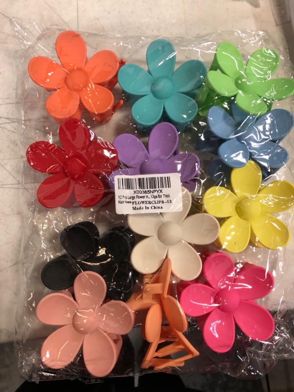 Photo 2 of 12 Pcs Flower Hair Clips, Nonslip Flower Hair Clip for Women Girls, 12 Colors Flower Claw Clips for Thick Hair, Strong Hold Flower Clips for Thin Hair
