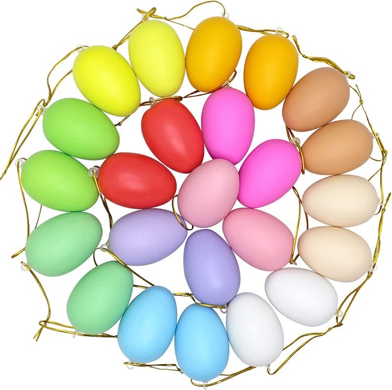 Photo 1 of 24 PCS Easter Eggs Ornaments for Easter Tree Decorations, Easter Hanging Eggs for Easter Decorations Egg Hanging Ornaments
