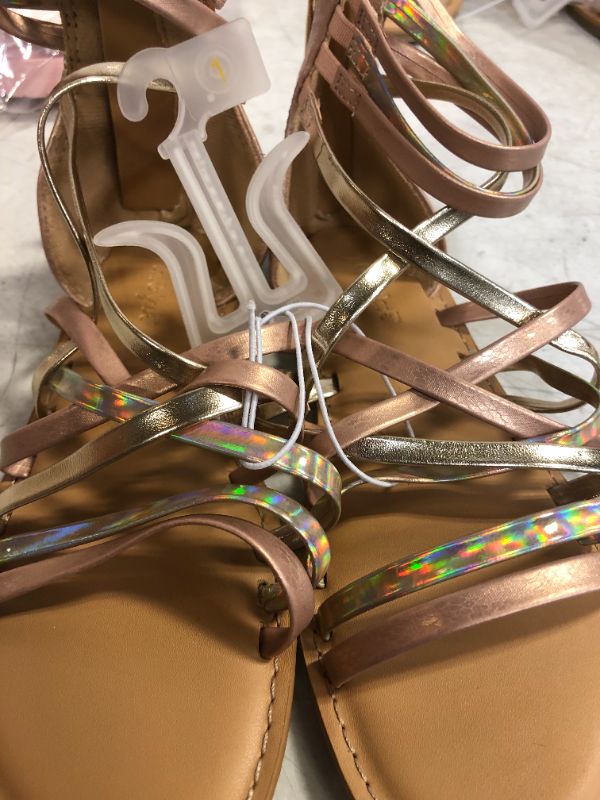 Photo 2 of Girls' Dion Metallic Gladiator Sandals - Cat & Jack Rose Gold KIDS SIZE 1