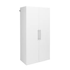 Photo 1 of .HangUps Collection Manufactured Wood 4-Shelf Wall Mounted Garage Cabinet in White (36 in. W x 72 in. H x 20 in. D). Box 1 of 2
