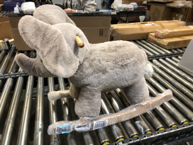 Photo 2 of Baby GUND Elephant Rocker with Wooden Base Plush Stuffed Animal Nursery, Gray, 23"