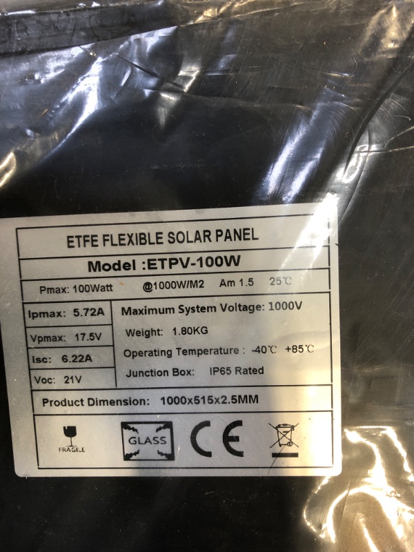 Photo 2 of 2X 100W Flexible Mono Solar Panel 200W Solar Panel with Rugged Surface for Motorhomes Boat RV Travel Trailer Truck Home