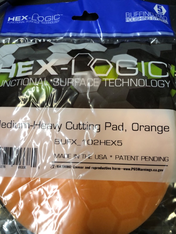 Photo 2 of Chemical Guys BUFX_102_HEX5 Hex-Logic Medium-Heavy Cutting Pad, Orange (5.5 Inch Fits 5 Inch Backing Plate)