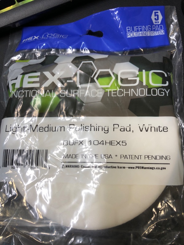 Photo 1 of Chemical Guys BUFX_104_HEX5 Hex-Logic Light-Medium Polishing Pad, White, 5.5" Pad Made for 5" Backing Plates, 1 Pad Included 5.5 Inch Light-Medium Polishing Pad