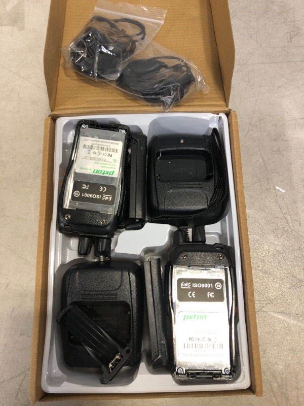 Photo 2 of pxton Walkie Talkies Rechargeable Long Range Two-Way Radios with Earpieces,2-Way Radios UHF Handheld Transceiver Walky Talky with Flashlight Li-ion Battery and Charger?2 Pack?
