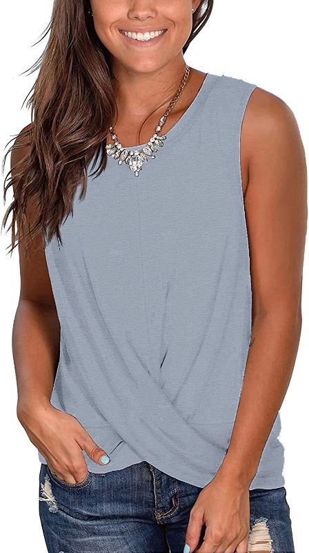 Photo 1 of Ebifin Womens Sleeveless Tank Tops Twist Knot Loose Casual Round Neck Solid Color Tunic small
