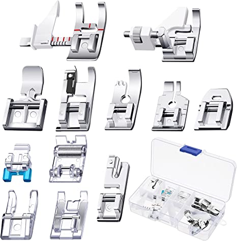 Photo 3 of 12 Pieces Sewing Machine Presser Foot Set Sewing Machine Spare Parts Accessories Multifunctional Sewing Foot Presser for Low Shank Sewing Machine, Compatible with Brother Singer Janome Toyota