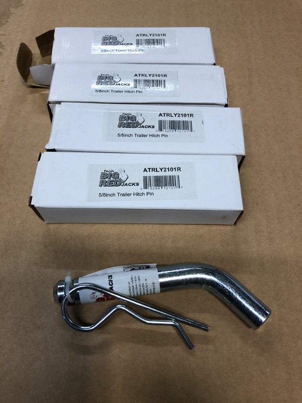 Photo 2 of BIG RED ATRLY2101R Torin 5/8" Diameter Trailer Hitch Pin with Clip, Fits 2" Receiver Hitch w/ Lock Pin  set of 4