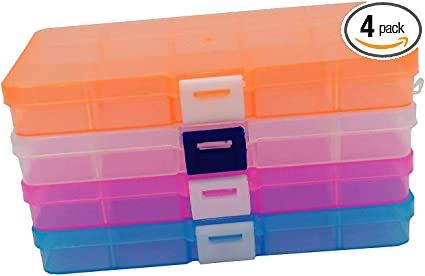 Photo 2 of 6 pieces 10 Grids 5 Inch x 2.5 Inch Adjustable Small Removable Clear Plastic Jewelry Organizer Divider Storage Box Jewelry Earring Tool Containers (6pack(10-Grid))