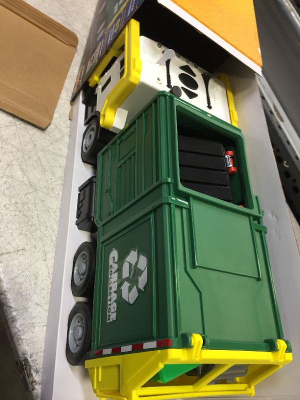 Photo 2 of JOYIN Toys for 3+ Yesrs Old Boys, 16" Large Garbage Truck Toy, Friction Powered Waste Management Garbage Truck with Lights and Sounds, Front Load Dumpster, Trash Bins with Trash Cards, Toddlers Gifts