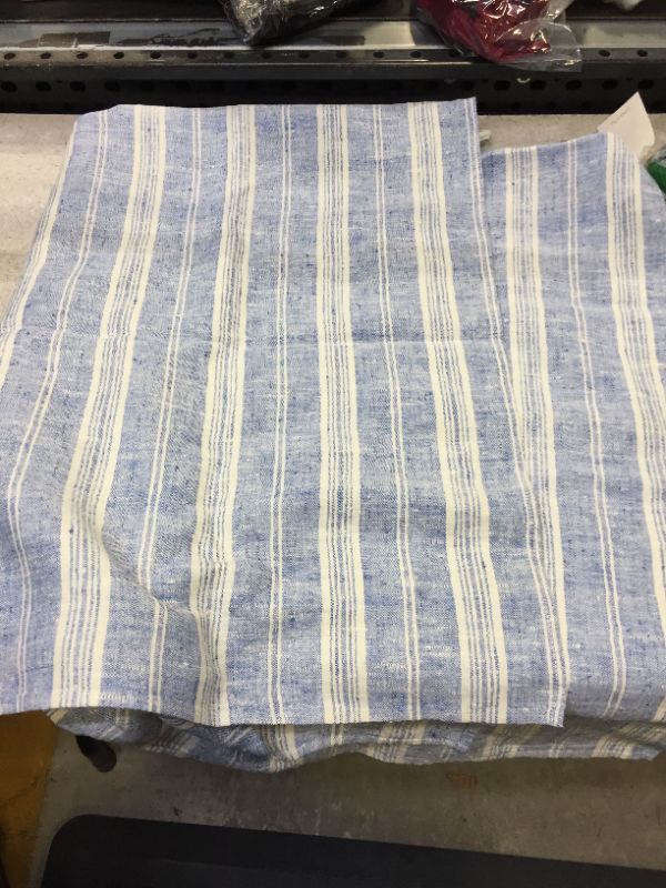 Photo 2 of  Multistripe Linen Hand Towels, 18 by 28", Blue White, Prewashed 100% European Linen
