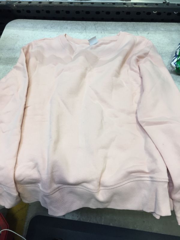 Photo 2 of Amazon Essentials Women's French Terry Fleece Crewneck Sweatshirt - SIZE Small Light Pink