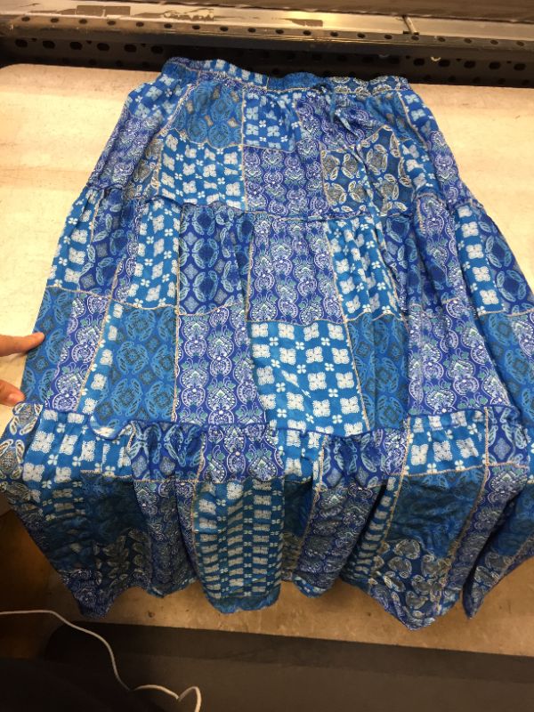 Photo 1 of  Women’s Summer Boho Elastic Waist Pleated A-Line Flowy Swing Tiered Long Beach Skirt Dress - SIZE M 
