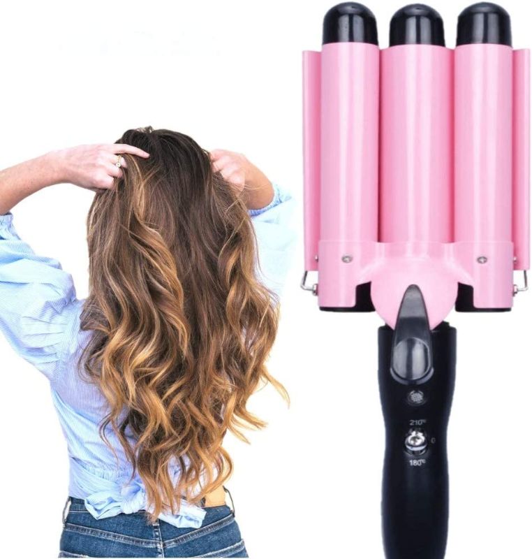 Photo 1 of  3 Jumbo Barrel Curling Iron Wand 32mm Hair Waver Temperature Adjustable Ceramic Big Waves Hair Crimper 
