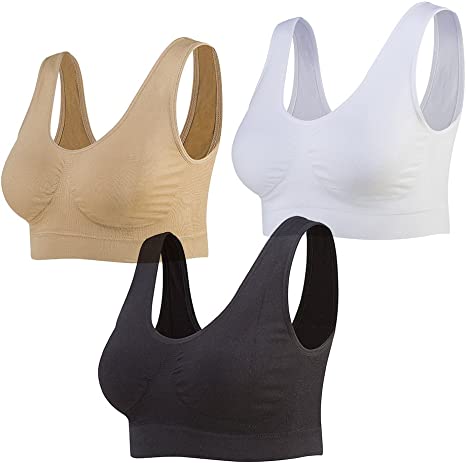 Photo 1 of 3-Pack Seamless Sports Bra Wirefree Yoga Bra with Removable Pads for Women- M 
