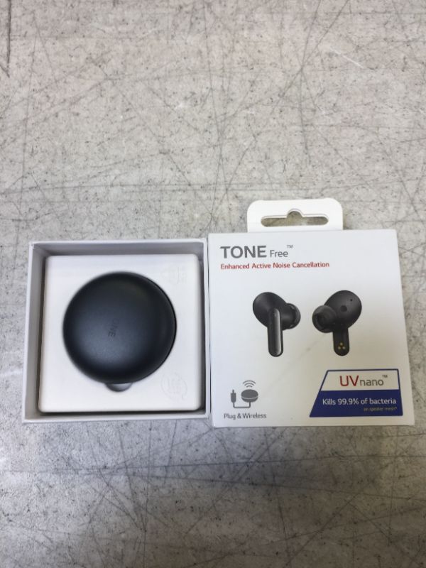 Photo 5 of LG TONE Free FP9 - Active Noise Cancelling True Wireless Bluetooth Earbuds with Plug & Wireless connection, UVnano Charging Case, Flex Action Bass ™, and IPX4 Water Resistant Black