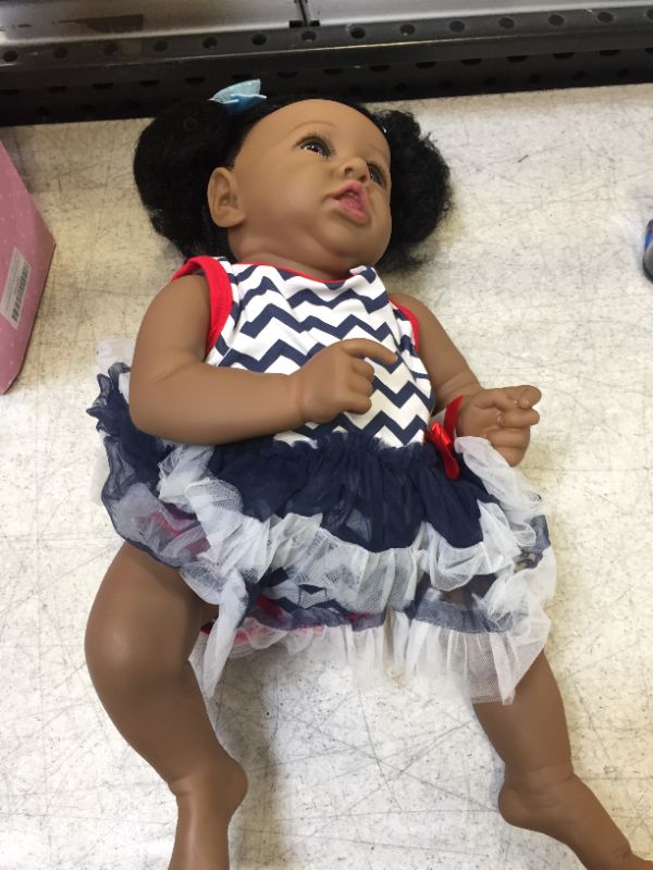 Photo 1 of HOOMAI Lifelike Reborn Baby Dolls with Soft Body African American Realistic Girl Doll 22.11 Inch Best Birthday Gift Set Charlotte