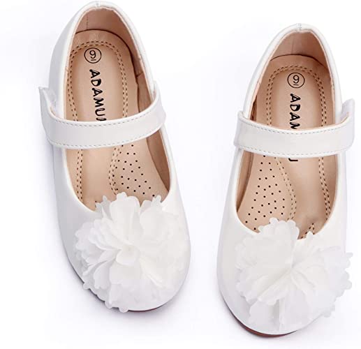 Photo 1 of ADAMUMU Toddler Dress Shoes Flower Girl Shoes for Weeding Cute Toddler Mary Jane Shoes Lace Flore Ballet Flat for Walking, Jumping- SIZE 11

