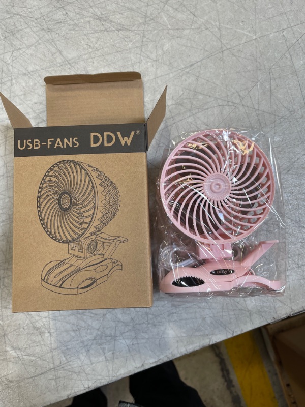 Photo 1 of DDW Small USB Desk Fan, Variable Speed Clip on Fan with Strong Airflow&Sturdy Clamp, 360°Rotation Adjustable Portable Table Cooling Fan for Home Office Car Stroller, PINK
