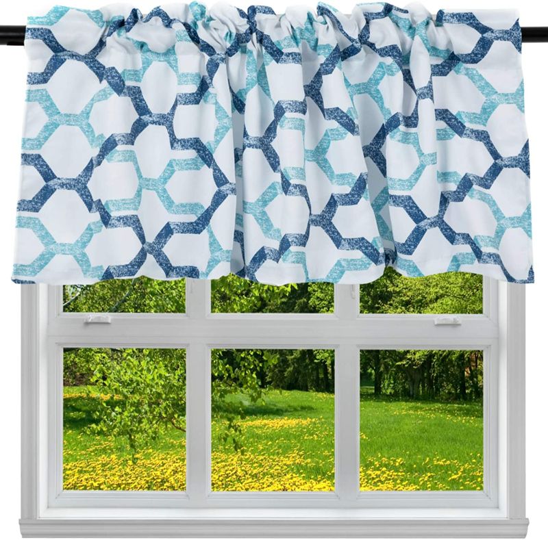 Photo 1 of 2 Pack Window Valances Designed Pattern Window Curtains Valances Rod Pocket Home Decoration Window Treatment for Kitchen/Living Room 52 × 18 Inches White
