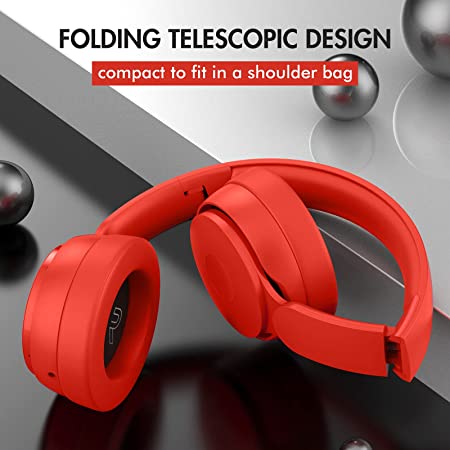 Photo 2 of BRNEWO Wireless Bluetooth Headphones Over Ear, Hi-Fi Stereo Foldable Wired/Wireless/TF for Travel/Adult/Kids/Teen, 25 Hours Playtime(Red)