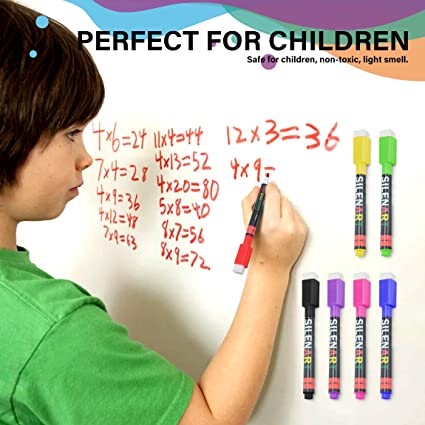 Photo 2 of Magnetic Dry Erase Markers Fine Tip, Small Whiteboard Markers for Kids, Fine Point, Low-Ordor, Dry Erase White Board Pens with Eraser, 10 Pack