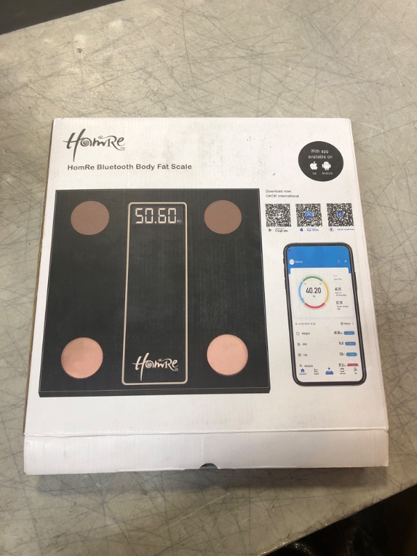 Photo 2 of HomRe Body Fat Scale Smart Digital Scale Bluetooth Scale Body Weight Bathroom Body Composition Scales for BMI,BMR,Fat, Water,V-Fat, Muscle Mass-Black Silver
