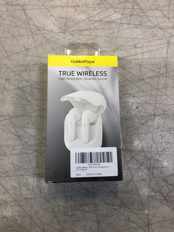 Photo 2 of (( FACTORY SEALED )) GoldenPlayer True Wireless Earbuds, Bluetooth Headphones with Wireless Charging Case, Wireless in-Ear Headphones with Microphone, Touch Control, Stereo Sound Earphones for Sports White
