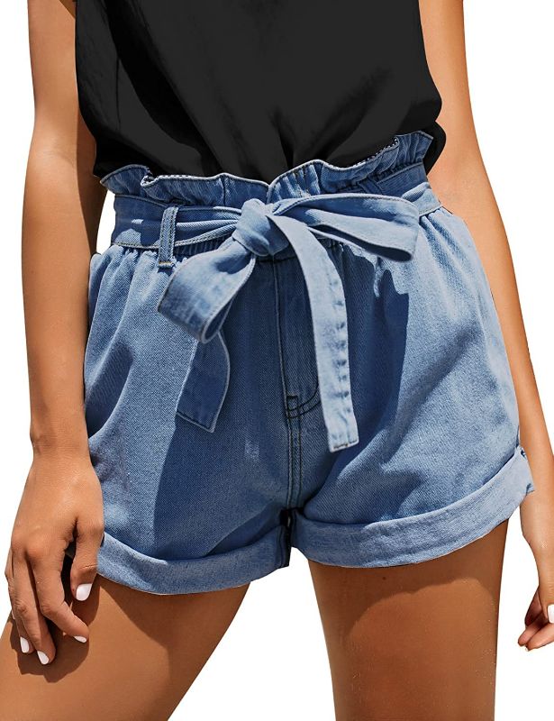 Photo 1 of (( SIZE LARGE )) Utyful Women Casual Mid Waist Ripped Roll Hem Jeans Denim Shorts
