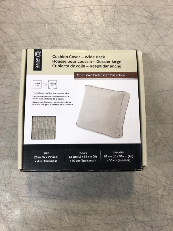 Photo 2 of (( FACTORY PACKAGED )) Classic Accessories Montlake FadeSafe 4" x 25" Heather Grey Square Lounge Chair Outdoor Seating Cushion with Zipper
