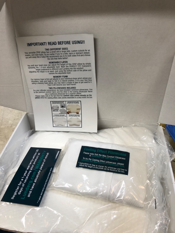 Photo 2 of ** USED ** CPAP Pillow for Side Sleepers – Includes 2 Pillowcases – Adjustable Memory Foam Pillow for Sleeping on Your Side, Back & Stomach – Reduce Air Leaks & Mask Pressure for a Better Sleep
