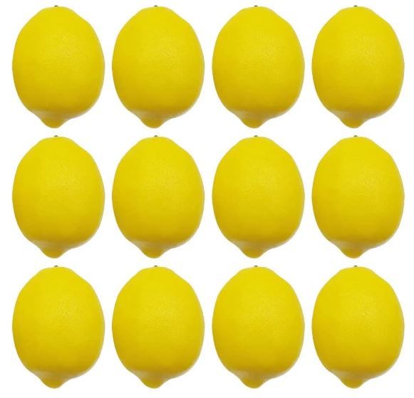 Photo 1 of ** USED ** BigOtters Artificial Lemons, 3.7" x 2.5" Big Size Vivid Faux Lemon Plastic Fake Yellow Lemons for Decoration Fake Fruit Bowl, Home Kitchen Table Cabinet Party Decor Photography Prop 12PCS
