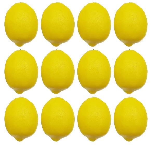 Photo 1 of ** USED ** BigOtters Artificial Lemons, 3.7" x 2.5" Big Size Vivid Faux Lemon Plastic Fake Yellow Lemons for Decoration Fake Fruit Bowl, Home Kitchen Table Cabinet Party Decor Photography Prop 12PCS
