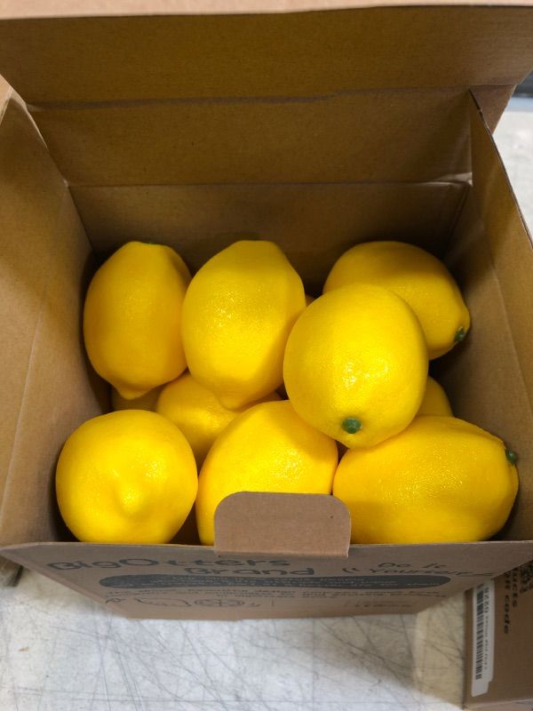 Photo 2 of ** USED ** BigOtters Artificial Lemons, 3.7" x 2.5" Big Size Vivid Faux Lemon Plastic Fake Yellow Lemons for Decoration Fake Fruit Bowl, Home Kitchen Table Cabinet Party Decor Photography Prop 12PCS
