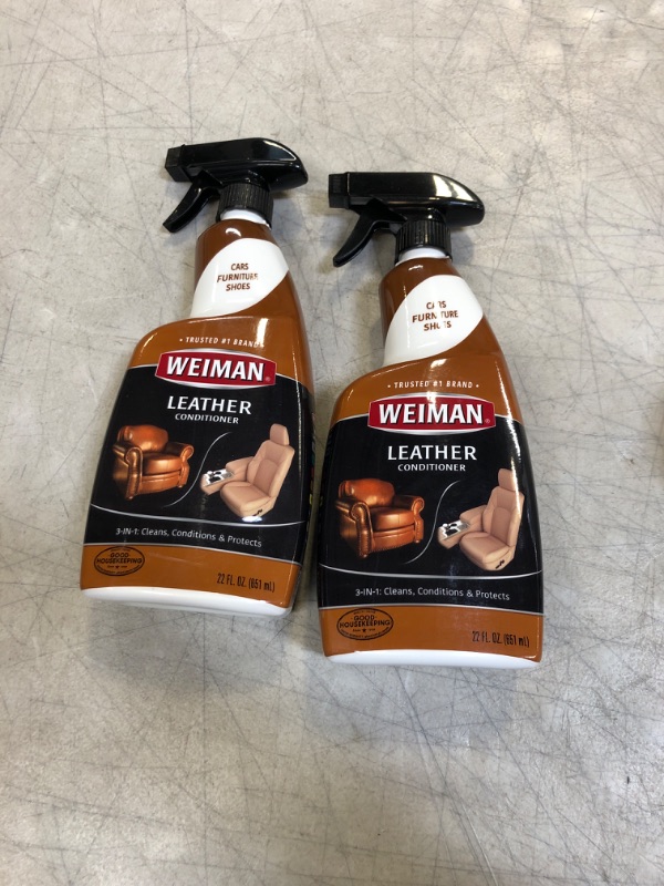 Photo 2 of ** USED ** Weiman Leather Cleaner and Conditioner - 22 Ounce (2 Pack) - Restores Leather Surfaces - Ultra Violet Protectants Help Prevent Cracking or Fading of Leather Furniture, Car Seats, Shoes
