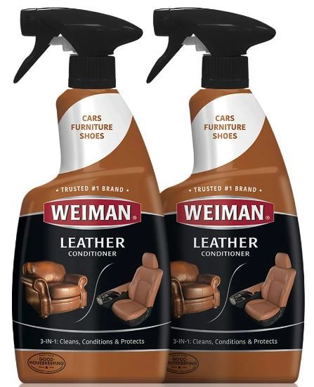 Photo 1 of ** USED ** Weiman Leather Cleaner and Conditioner - 22 Ounce (2 Pack) - Restores Leather Surfaces - Ultra Violet Protectants Help Prevent Cracking or Fading of Leather Furniture, Car Seats, Shoes

