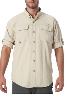Photo 1 of ** USED ** (( KHAKI SIZE MEDIUM )) UPF 50+ Fishing Shirt
