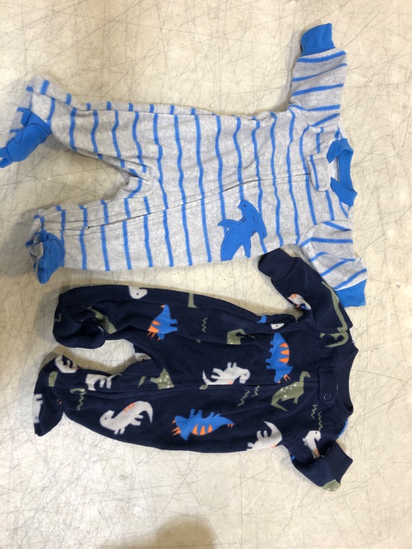 Photo 1 of ** USED ** (( SIZE PREMATURE 0M )) SIMPLE JOYS DINOSAUR & SHARK ONESIE 