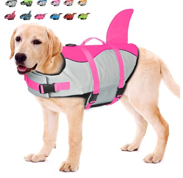 Photo 1 of ** USED ** (( SIZE LARGE )) Doglay Ripstop Dog Shark Life Vest, Adjustable Life Vest with Rescue Handle for Small, Medium and Large Dogs
