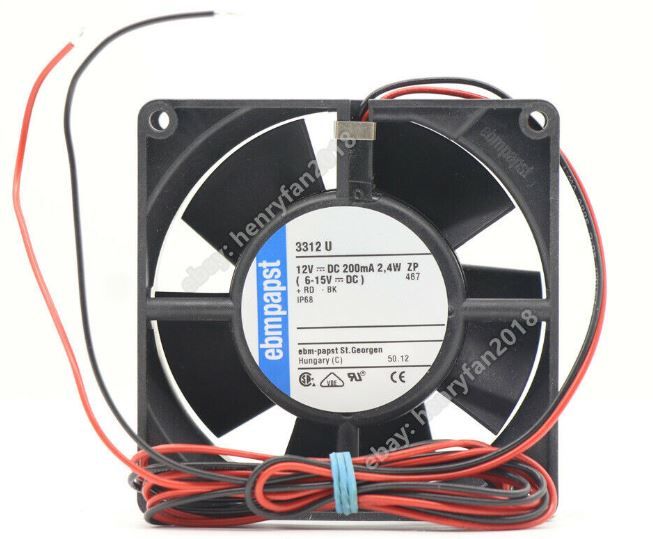 Photo 1 of ** USED **  Ebmpapst 3312U Axial Fan DC12V 235mA 92*92*32mm IP68 2.4W Waterproof Cooling Fan
