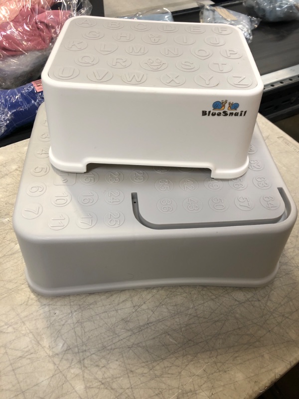 Photo 1 of ** USED ** BlueSnail Double up Step Stool for Kids, Anti-Slip Sturdy Toddler Two Step Stool for Bathroom ,Kitchen and Toilet Potty Training(Gray)
