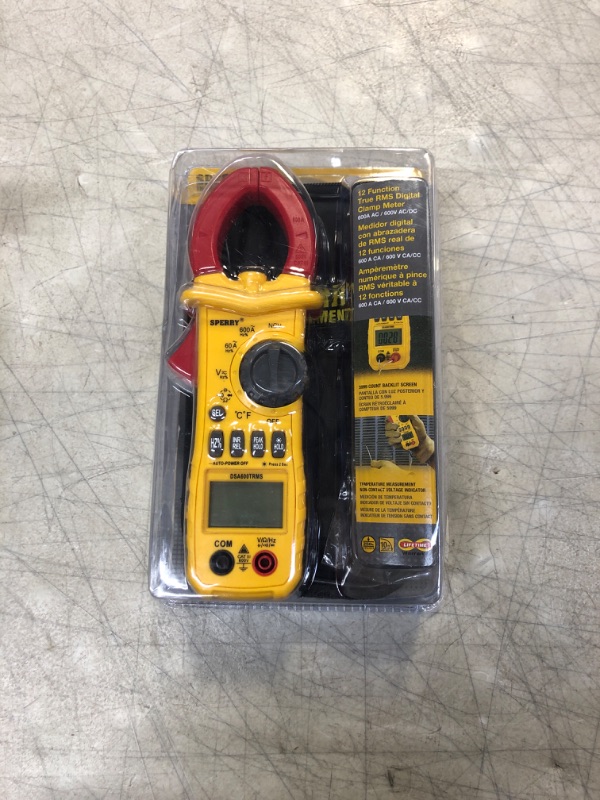 Photo 3 of ** USED ** Sperry Instruments DSA540A 6 Function Digital Snap-Around Clamp Meter, Clamp-On AC / DC Voltage, 400 AMP Meter, AC / DC Current Reading, Reads Panel & Outlet Voltage, Includes Carrying Case, Black & Yellow
