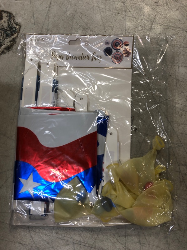 Photo 1 of 4th of July Balloon Decoration Kit, Independence Day Patriotic Decorations with Red Blue White Balloons, Star Foil Balloons, Paper Fans for Memorial Day, Independence Day, Labor Day, Veterans Day American Theme Party Decor Supplies Same Latex Balloons